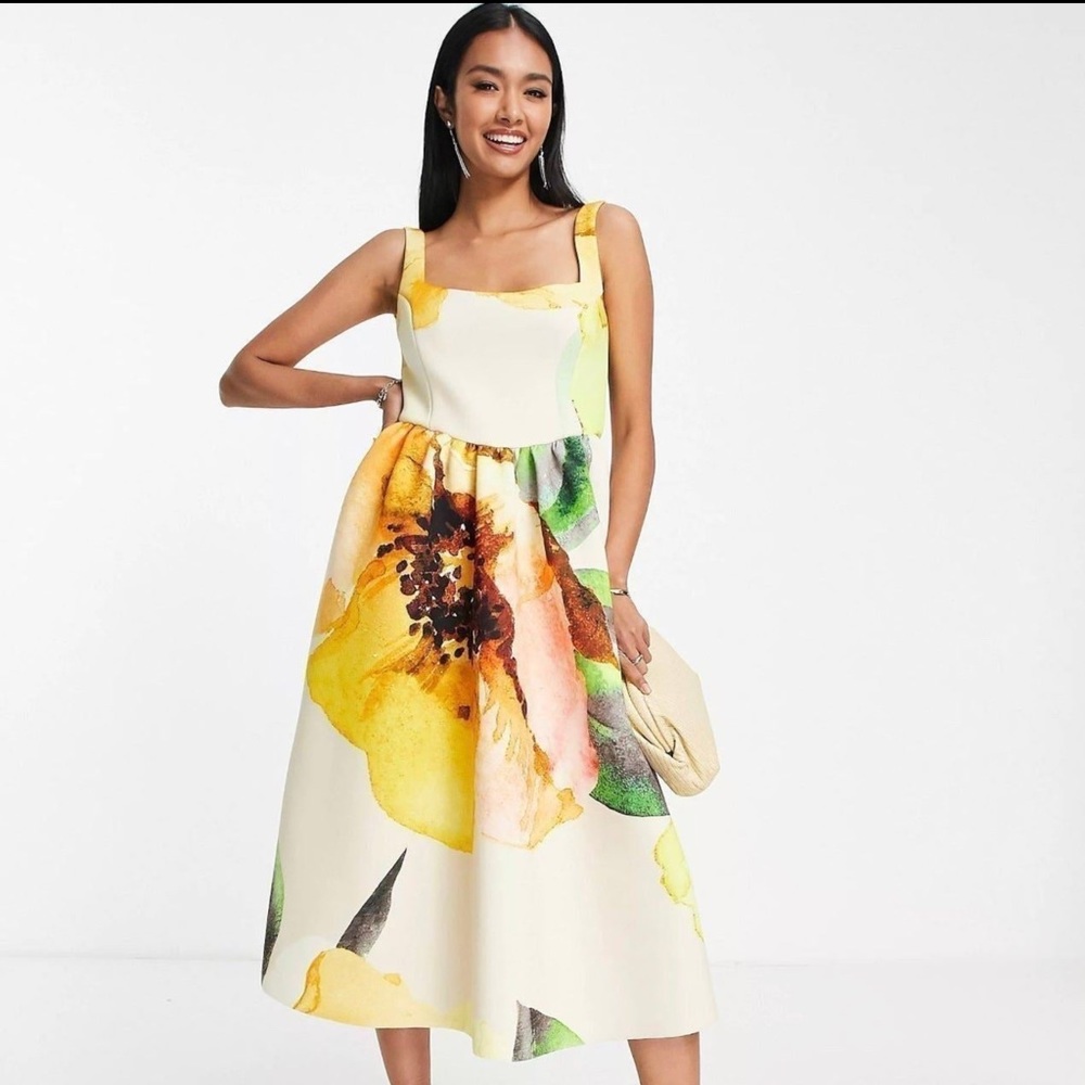 ASOS Scuba Floral Dress Sz 8